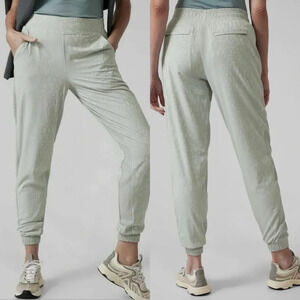 Athleta Brooklyn Lined Textured Jogger Pants Lined Serpentine Coast Grey Size 14